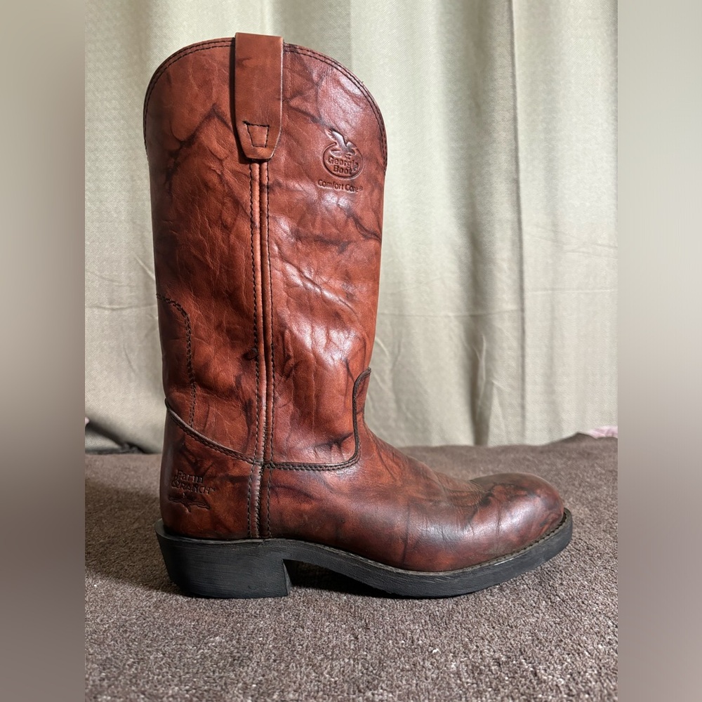 Georgia Boots Farm & Ranch Leather Cowboy Boots Size 7.5 M